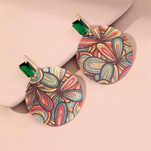 Fashion Jewelry Pendant Emerald Rhinestone Crystal Earrings Women Personality Color Dangler Earrings