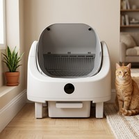 Bac à litière pour chat automatique écologique, facile à nettoyer, design ouvert, grande capacité, bac à litière intelligent pour chat