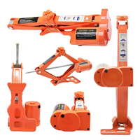 Crics de voiture électrique 2 tonnes 12V DC 35cm Orange Jaune Gris Système de levage hydraulique avec clips de batterie et gants