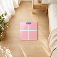 Balance de salle de bain numérique certifiée CE ROSH avec verre trempé, design portable, alimentée par piles
