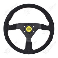 Volant en cuir suédé de 350mm, 14 pouces, pour voiture de course, en aluminium, à rayons plats, pour le Sport