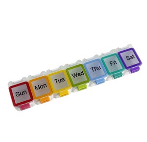 Boîte de rangement pour pilules étanche avec fermeture de sécurité, 7 compartiments, en plastique PP, organiseur de médicaments <span class=keywords><strong>hebdomadaire</strong></span> - Product Image 3