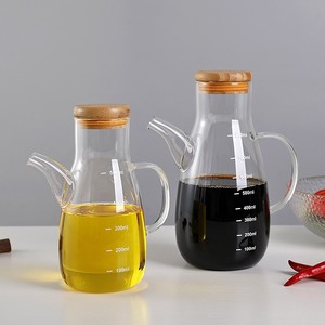 Bottiglia per Olio in Vetro Borosilicato per Cucina, Contenitore con Coperchio in Acciaio Inox e Scala Graduata per Olio, Salsa di Soia, <span class=keywords><strong>Aceto</strong></span> - Product Image 2