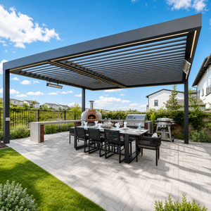 Pergola bioclimatique motorisée à lames orientables en aluminium, imperméable, pour jardin, <span class=keywords><strong>terrasse</strong></span>, gazebo, <span class=keywords><strong>prix</strong></span> direct usine, vente en gros - Product Image 1