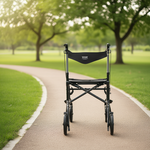 Déambulateur pliant Vevor Mobility Walker en aluminium, capacité 300 lb, poignée réglable, chaise de transport tout-terrain pour personnes âgées - Product Image 2