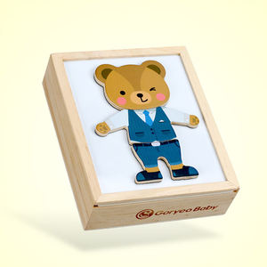 बच्चों के व्यावसायिक पोशाक-अप-बेबी भालू कपड़े बदलते स्मार्ट 3 डी पहेली बिल्डिंग ब्लॉक प्रारंभिक शिक्षा लकड़ी के खिलौने - Product Image 6