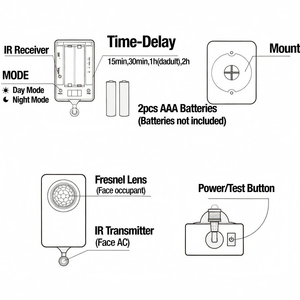 Controlador Inalámbrico con Sensor de Movimiento para Aire Acondicionado, Encendido/Apagado Automático, Ahorro de Energía, Funciona con Batería, para Hoteles, Airbnb, Oficinas, Habitaciones RZ050 S - Product Image 3