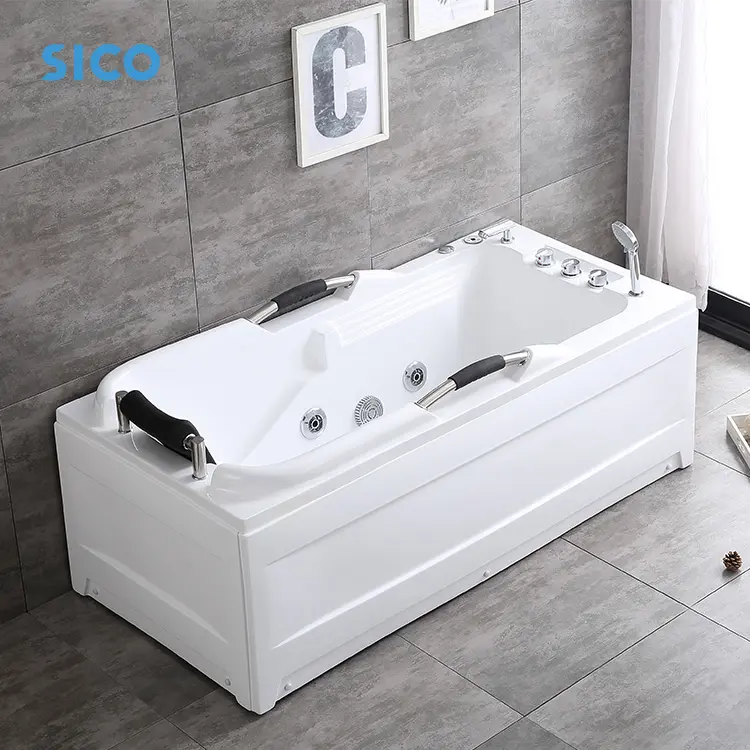 सस्ते आधुनिक bathtubs भंवर घर या होटल उपयोग मालिश फ्रीस्टैंडिंग स्नान टब के साथ अतिप्रवाह drainer