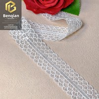 LEIXUSI Bordure en dentelle à paillettes blanches de 3 cm, tissu en polyester pour vêtements d'enfants, accessoires de mariage DIY