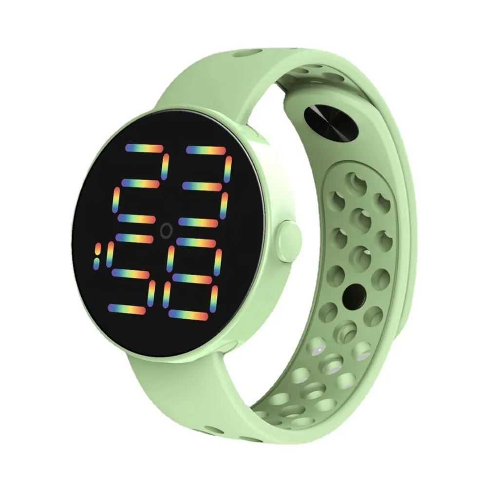 Latest R1 Rainbow button Cool Round Dial bracelet watch waterproof led display electronic wristwatch fashion led digital watches