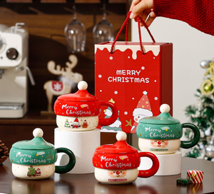 2026 New Christmas <b>Ceramic</b> <b>Mug</b>, Cute Creative Santa Design Coffee Cup with Lid, Wholesale for Holiday - Product Image 2