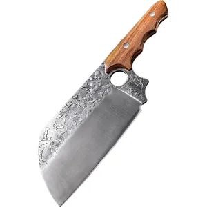Lâmina de faca artesanal de 6 polegadas, faca afiada de aço inoxidável forjada à mão para caça com bainha, novidade de 2021