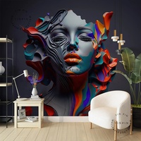 Autocollants décoratifs pour salon de beauté, décoration féminine, lèvres orange magnifiques, femme, salon, papier peint à peler et à coller