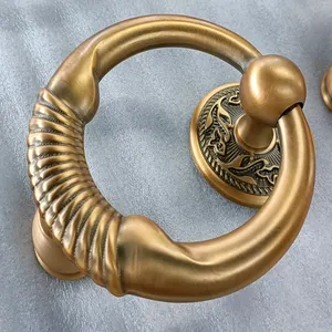 高品质黄铜复古重型铜新款中式欧式实心可移动门环智能传感器门环手柄