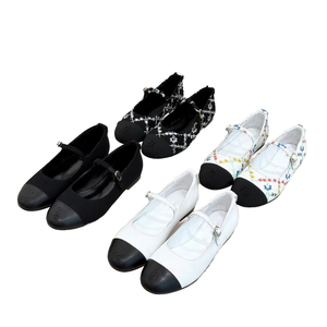 Zapatos Mary Jane de Mujer con Punta Plana, de Cuero Genuino, con Bloques de Color y Rayas Rectas, Estilo Casual, Suaves, para Otoño - Product Image 4