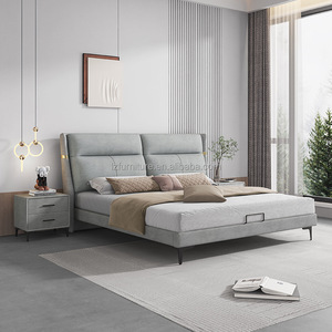 Foshan Factory Direct <b>Cheap</b> Hotel Bed for Budget 3-Star Hotels Durable Economy Upholstery Bed with <b>Padded</b> Headboard & Nighsttand - Product Image 5