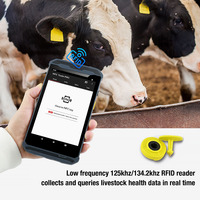Programación Android Escaneo Animal Etiqueta electrónica LF Lector RFID Terminal móvil de mano PDA para granjas de ganado modernas