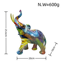 Décoration d'intérieur Vente en gros Figurine d'animal éléphant en résine coloré Statue d'éléphant en résine