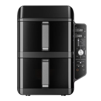 Friteuse à air numérique à double étage de 11,2 L avec fenêtre visible, lumière de cuisson, 6 programmes prédéfinis, écran tactile LED pliable, 2400 W