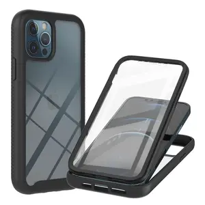 High Quality 3 in 1 360 Degree Full Protection Shockproof PET Front Screen Protector Phone Case for Iphone 12 13 14 15 pro max