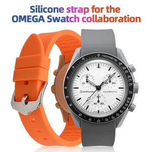 Correa de Reloj de Silicona de Goma Arqueada de Nuevo Diseño para <span class=keywords><strong>Omega</strong></span> <span class=keywords><strong>Swatch</strong></span> Serie 1965, Correa de Reloj Deportiva de Goma de Lujo de 20 mm - Product Image 5