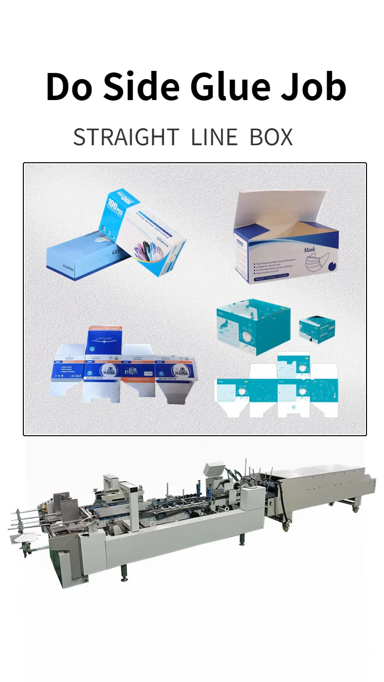 Cqt @ 800 Karton/Gegolfd Rechte Lijn Doos Automatische Twee Stuks Kartonnen Map Gluer Machine Automatische Vouwbare Lijmmachine