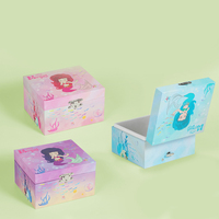 Caja Musical de Sirena Morada con Estampado en Caliente Único de Yiyu, Caja Musical de Papel Ecológica con Manivela y Diseño Simple para Niños