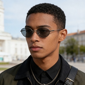 Gafas de Sol de Titanio con Logotipo Personalizado, Diseño Ojo de Gato, Montura Redonda Ligera con Aro de Alambre, para Hombre y Mujer, Ideales para Conducir y Viajar - Product Image 1