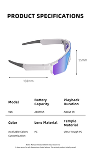 Lunettes Intelligentes V06 avec Assistant Vocal IA DeepSeek ChatGPT, Caméra HD 2K 8MP, Lunettes de Cyclisme Étanche IP54, Audio à Oreille Ouverte - Product Image 5