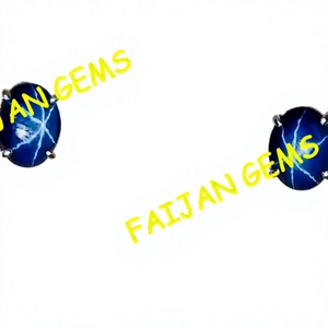 Pendientes de zafiro estrella natural, auténtico Lindy Blue Bride, plata de ley 925, certificado por terceros, FAIJAN GEMS, modelo 005 - Product Image 2