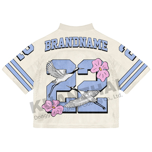 Personalizado hombre recortado <span class=keywords><strong>de</strong></span> gran tamaño Vintage Streetwear deportes Retro <span class=keywords><strong>americano</strong></span> Boxy malla camiseta fútbol Jersey para hombres - Product Image 6