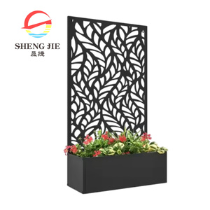 Jardinières rectangulaires robustes en aluminium découpé au laser pour la protection de l'intimité, pots de fleurs renforcés en métal pour jardin - Product Image 5