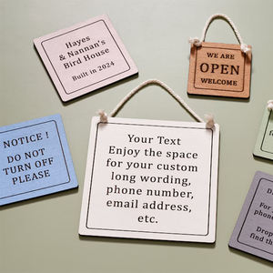 <strong>Personalised</strong> Wood Square Sign <strong>Wooden</strong> Plaque Custom Large and Small Engraved Room <strong>Signs</strong> for Home Kitchen - Product Image 1