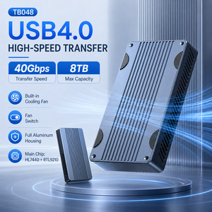 Boîtier SSD M.2 double protocole USB4 NVMe SATA 40 Gbps avec ventilateur de refroidissement intégré <span class=keywords><strong>Thunderbolt</strong></span> 3 en aluminium pour <span class=keywords><strong>disque</strong></span> <span class=keywords><strong>dur</strong></span> <span class=keywords><strong>externe</strong></span> - Product Image 3