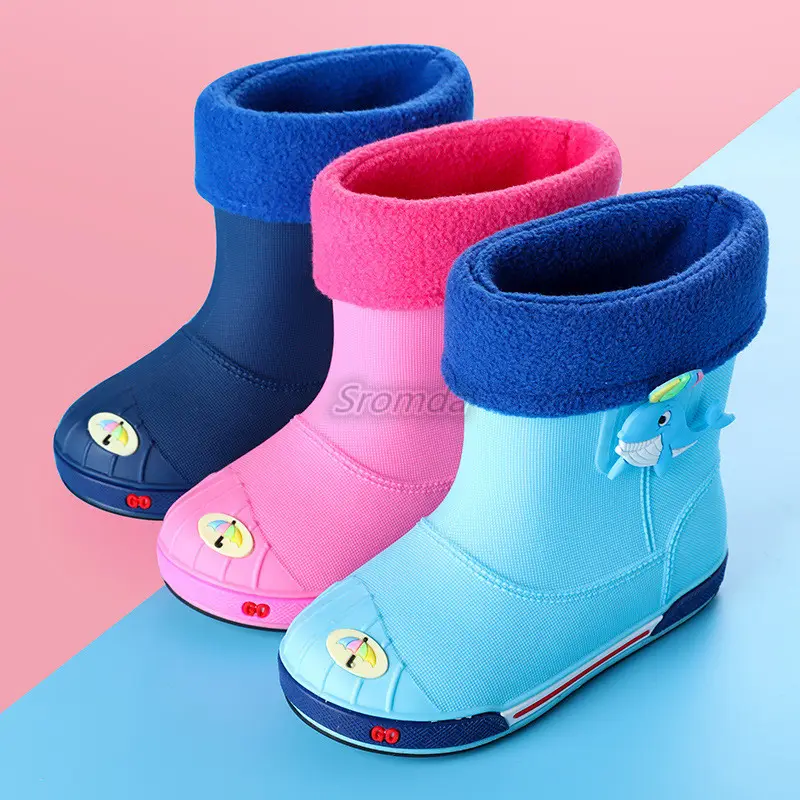 SV-RS004 Sromda PVC Winter Rain Boots Waterproof Rain Shoes for Kids