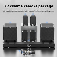 A9Pro Système de son home cinéma 5.1 canaux en bois 8 pièces avec woofer de 1 pouce pour basses, son surround sans fil pour TV, salon, karaoké et mur d'écho