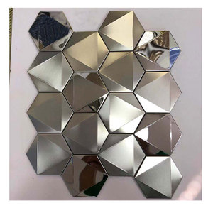 Gương Quán Bar Khảm Kim Loại Thép Không Gỉ Hình Lục Giác Cá Tính Khảm Gương Lối Vào Quán Bar Câu Lạc Bộ KTV Gạch Khảm Gương Vàng - Product Image 3
