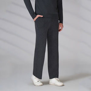 Pantalon de jogging en laine personnalisé pour homme, style vintage, taille élastique, couleur unie, coupe large, tricoté, pour automne et printemps - Product Image 4
