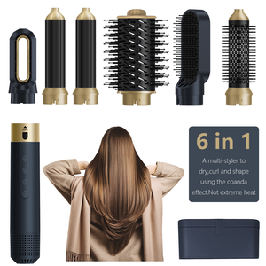 6-in-1 Haartrockner bürste Austauschbarer Föhn Styler Heißluft kamm Haar glätter Multi Curling Hair Styler Gebläse - Product Image 1
