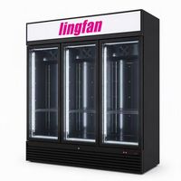 Réfrigérateur commercial pour boissons, 3 portes vitrées, réfrigérateur vertical pour cola, équipement de réfrigération à air pour supermarché