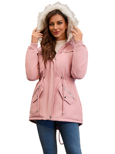 <span class=keywords><strong>Parka</strong></span> à capuche avec garniture en fourrure pour femmes manteau matelassé mi-long veste d'hiver <span class=keywords><strong>doublée</strong></span> en <span class=keywords><strong>polaire</strong></span> isotherme chaud rembourré vêtements d'extérieur d'automne - Product Image 3