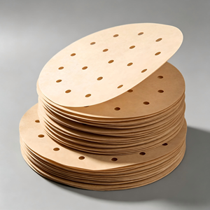 Papier de cuisson rond perforé jetable, écologique, de qualité alimentaire, antiadhésif, en silicone, pour la cuisson des raviolis et des pains. - Product Image 3