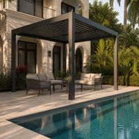 Pergola motorisée à lames orientables Jiake avec toit à gouttière étanche pour projets d'aménagement extérieur contemporains de patios, jardins et terrasses