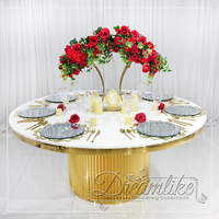 Ensemble table à manger de mariage de luxe moderne 8 places avec couverture de table pour banquets en plein air et hôtels design rond