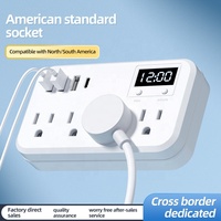 Adaptateur de voyage standard américain multifonction USB 2.1 C avec affichage numérique, multiprise de style américain
