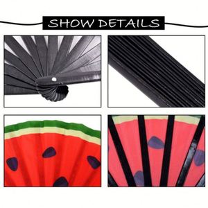 2022 Factory Wholesale Custom LOGO Printing Bamboo <b>Large</b> Handheld <b>Fan</b> Rave Handfan - Product Image 4
