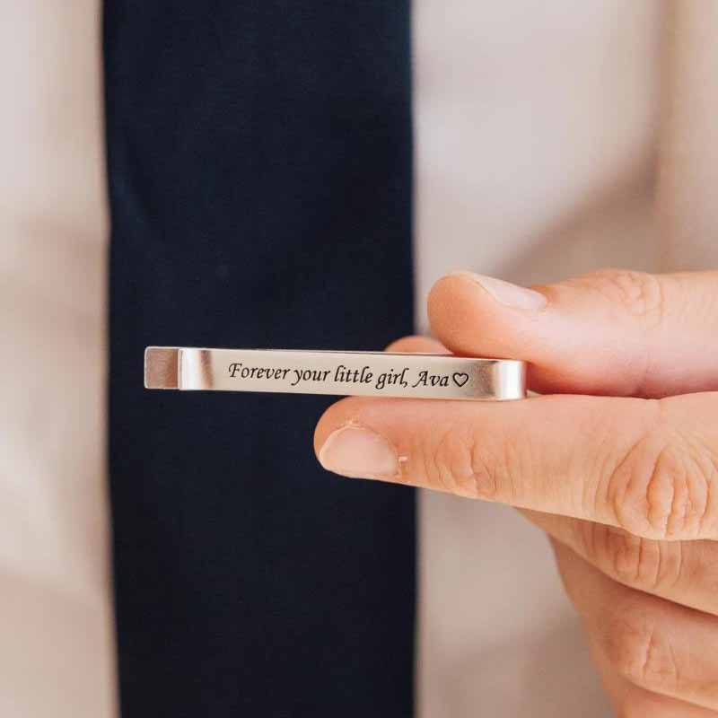 Dropshipping Fashion Minimalist Tie Pin Collar Bar Personalized Engraved Name Text Logo Tie Clip for Men