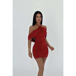 Robe de soirée rouge basique longue, style A-line, broderies florales, taille empire, pour fête formelle, tailles XL XXL XXXL, en polyester - Product Image 2