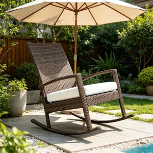 Chaise à bascule moderne en rotin PE, vente chaude d'usine, chaise <span class=keywords><strong>de</strong></span> loisirs d'extérieur résistante aux intempéries, idéale pour balcon et <span class=keywords><strong>jardin</strong></span>, vente en gros à prix abordable - Product Image 2