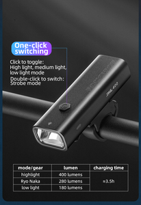 락브로스 USB 충전식 LED 자전거 안전 경고등 전조등 - Product Image 4